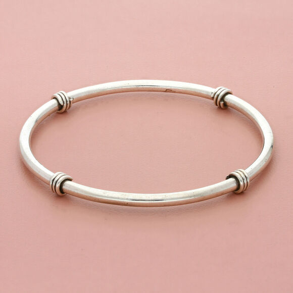 Sterling Jewelry - sterling silver wrapped stack bangle bracelet size 8in